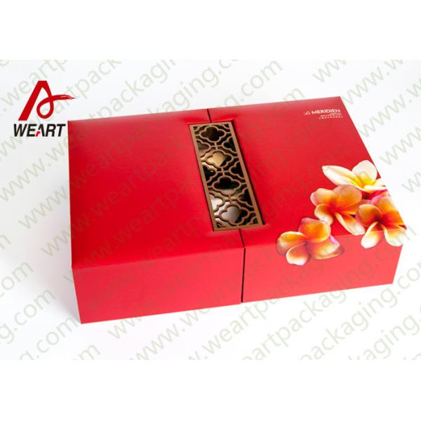 Yellow Fabric Personalised Gift Wrap Box , Special Printing Window Paper Box