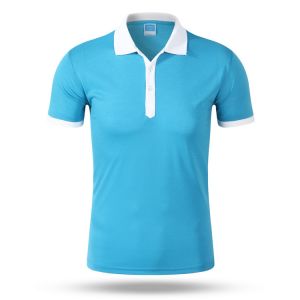 10C Color 240gsm Embroided Plain Polo Shirts Mercerized Cotton