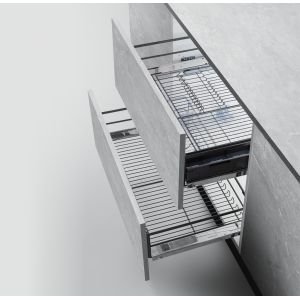 Multipurpose 2 Tier Pull Out Wire Basket Drawers Cutlery Tray