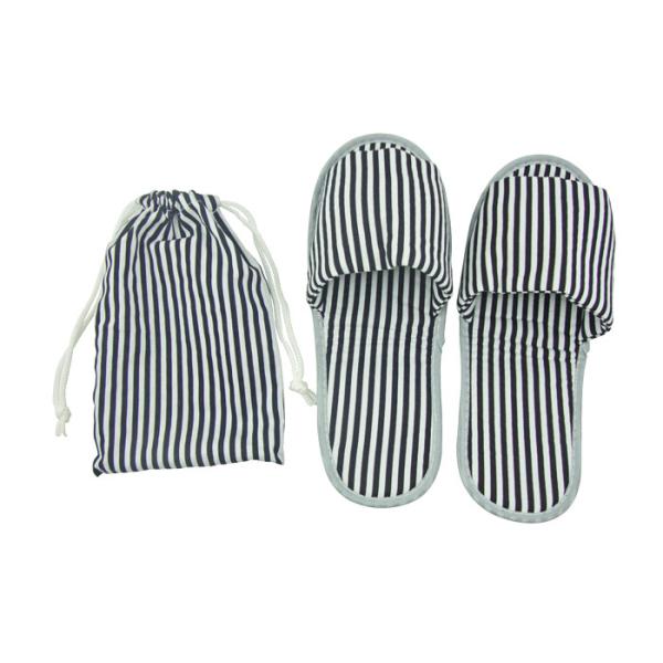 Buy Portable Disposable Airline Amenity Kit / Foldable Open Toe Slippers With A TC Fabric Pouch at wholesale prices