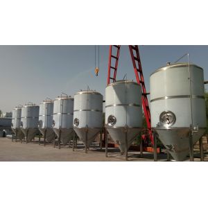 8000L 10000L Beer Fermentation Tank , Conical Beer Fermenter Dimple Cooling