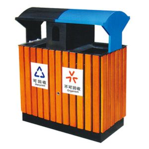 Wood Craft Outdoor Recycling Plastic Trash Can
