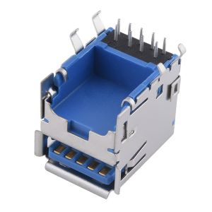 Dual Port USB 3.0 Type A Type-C Female Socket Jack PCB Board Connector For