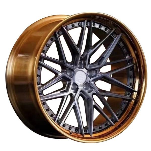 Buy factory Customized 2 piece super deep concave brushed bronze polished lip forged wheel at wholesale prices