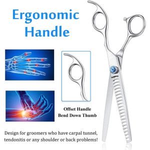 Ergonomic Fishbone Teeth Pet Hair Cutting Grooming Thinning Shears