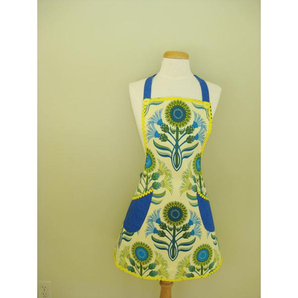 Ladies Apron, Floral Apron, Kitchen Apron, Full Cooking Apron, Gift For Women, Yellow Apron, cooking Apron, Adult Aprons