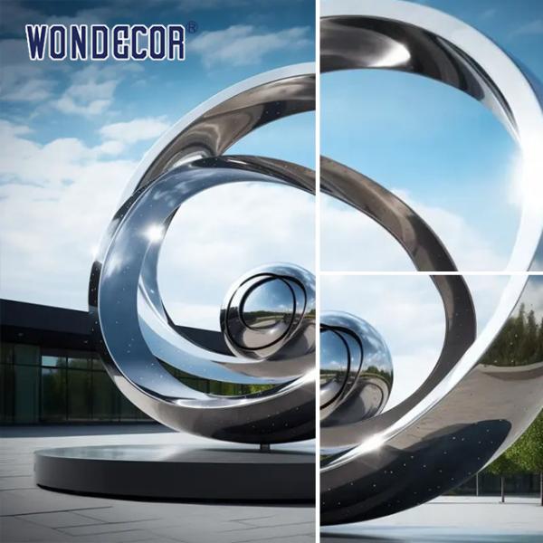 Outdoor Park Square Metal Art Abstract Stainless Steel Sculpture Star Ring