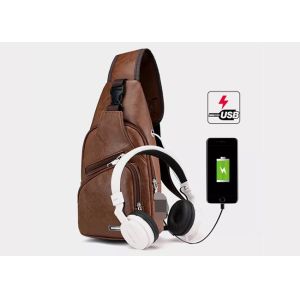 China USB Charging Messenger Shoulder Strap Bag Reusable PU Leather on sale