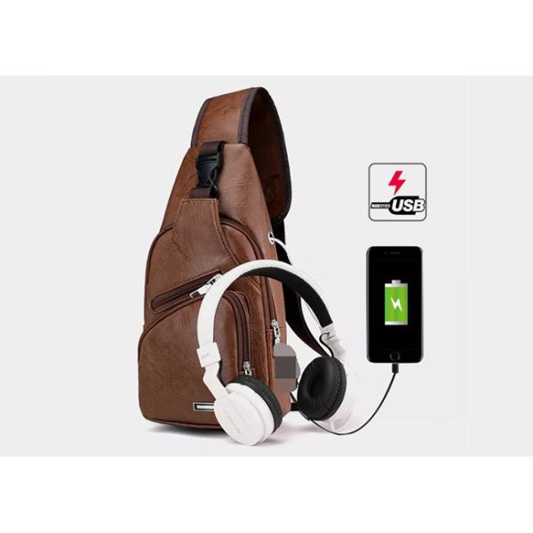 Buy USB Charging Messenger Shoulder Strap Bag Reusable PU Leather at wholesale prices
