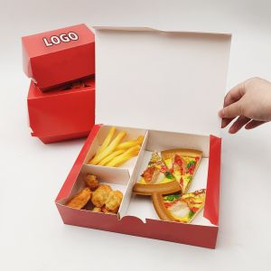 Food Catering Fried Chicken Box Customized Fast Food Packaging with Divider