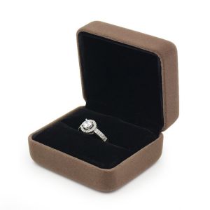 Brown Jewelry Velvet Packaging Box For Necklace Rings