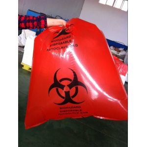 China Open Ended Red Biohazard Liners Disposable LLDPE Bags Disposing Waste Plastic Bags For Health Applications on sale