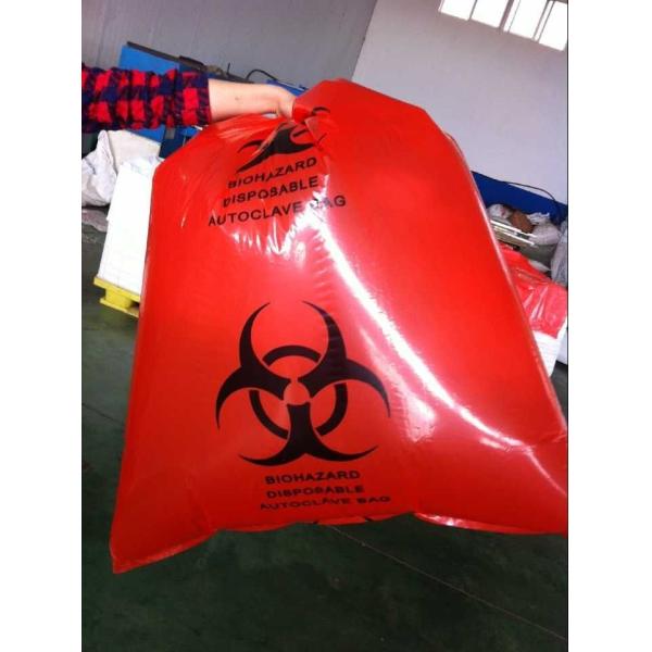Open Ended Red Biohazard Liners Disposable LLDPE Bags Disposing Waste Plastic