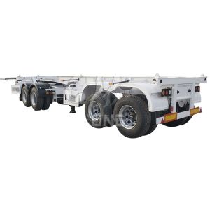 China 20ft Skeletal Superlink Tandem Semi Trailers Bi-train Trailer with Electric 24V 7 ways on sale