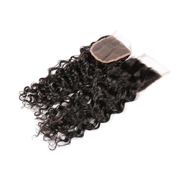 Malaysian Water Wave Swiss Lace Closure Free Parting Natural Color No Shedding