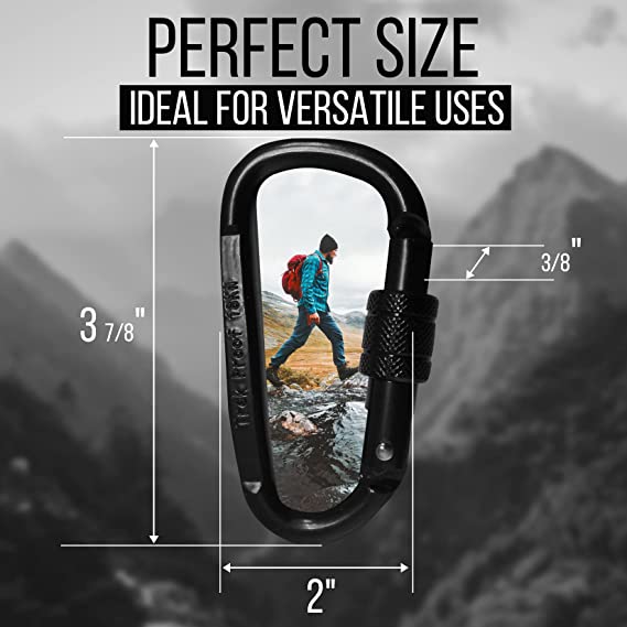 Polished Finish Heavy Industry 18KN Locking Carabiner Buckle Clip for Hammock Camping