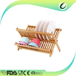 wholesale kitchen tool stand foldable bamboo dish rack
