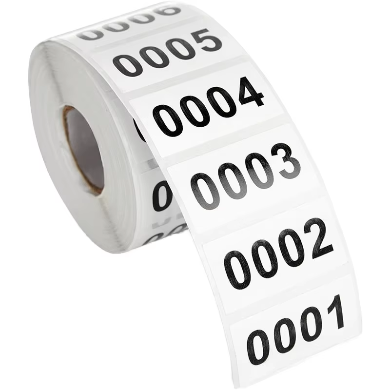 Amazon hot selling stock 0001-1000 digital labels inventory numbers serial numbers adhesive stickers