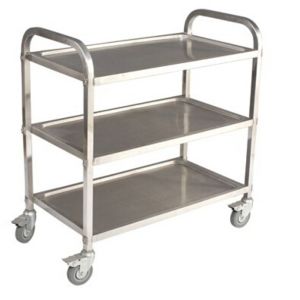 Quality Commercial 3 Tier Stainless Steel Serving Cart With Castors / Handle for sale