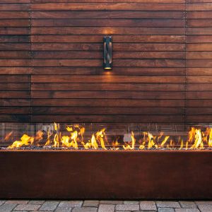 1500mm Rectangular Metal Fire Pit Heater Corten Steel Modern Aesthetic