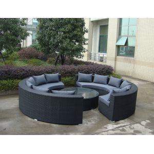 half-round wicker sofa set