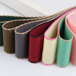 10mm-38mm Stitched Polyester Grosgrain Ribbon ISO9001 Solid Pattern