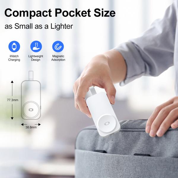 1000mAh Black/White Power Bank IWatches Charger with 4 LED Indicator