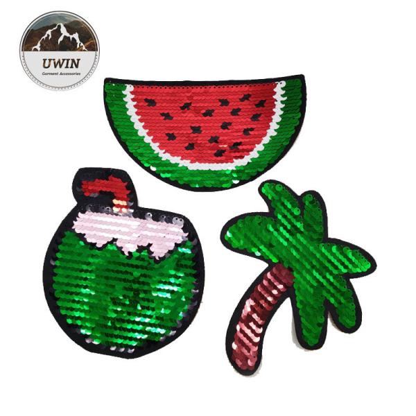 Summer Fuirt Flip Sequin Patch Washable Sew / Iron Backing For Kids Clothing