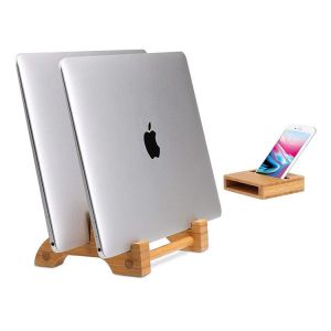 Portable Adjustable Bamboo Laptop Stand Vertical Personalised