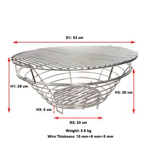 Round 15.7" Diameter Polished Kamado Charcoal Ash Basket