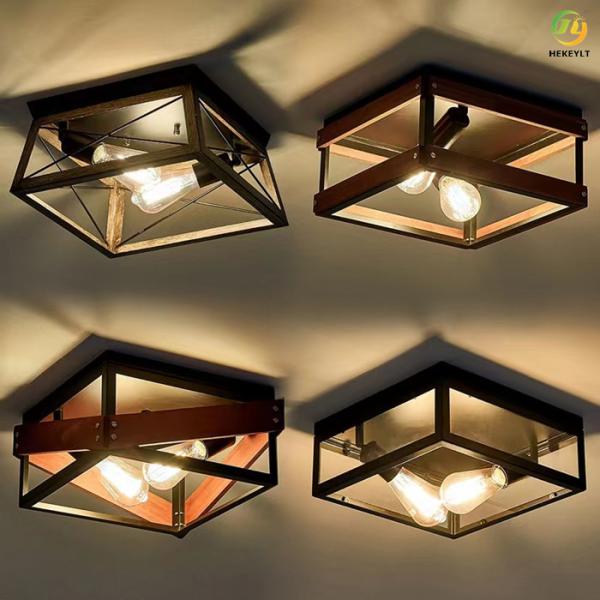 Industrial Wooden LED Ceiling Lamp For Bedroom