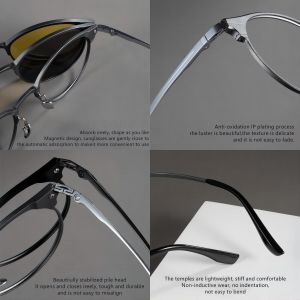 Elliptical Pure Titanium Aluminum Glasses Clip On Glasses Business