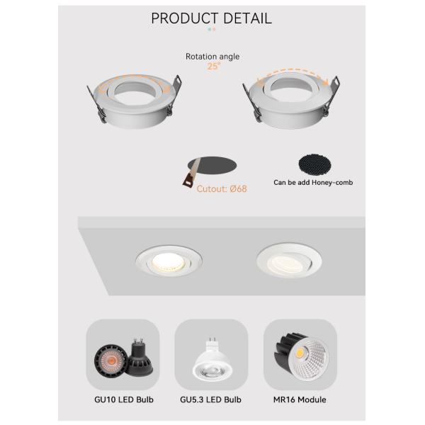 Recycled MR16 Downlight Housing Ocean Plastic Angle Adjustable Downlight Enclosure