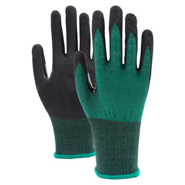 Buy Cut Resistant A2 Nitrile Coated Reinforced Finger Gloves Anti-Slip Labor Seamless Gloves at wholesale prices