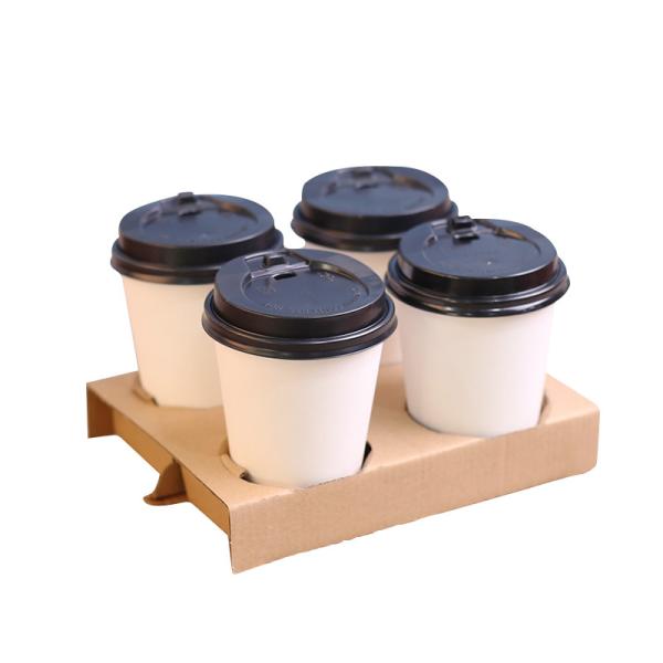 Disposable Coffee Cup Carrier Kraft Paperboard Paper Cup Holder Take Away