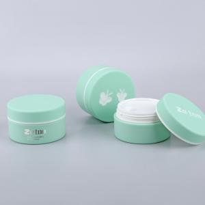 Green / Red 50ml Cream Jar Soft Touch Plastic Cream Container With Butterfly