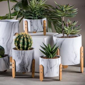 Mini Succulents Planters Tabletop Pots Clay Flower Pots Marble Flowerpots Cement