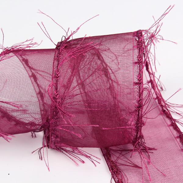 25mm-50mm Tassel Edge Polyester Organza Ribbon for Flower Chocolate Gift Packing and Garment Decoration