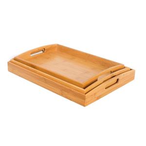 large bamboo wood serving trays set with handle