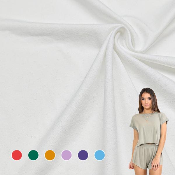 Buy Plain Dyed Knitted Two Side Fabric 88% Polyester 12% Spandex Material Peach DTY Jersey Fabric  for T-shirt at wholesale prices