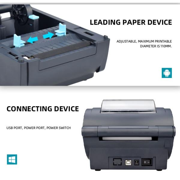 CPCL/ESC/P0S Command Wireless 4x6inch Mini Thermal Label Printer for Shipping Labels