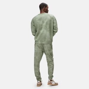 Dye Printed Crewneck Pullover Hoodie Jogger Sets With Drawstring Waistband