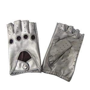 Custom Leather Cycling Gloves , Fingerless Driving Gloves Eco - Friendly