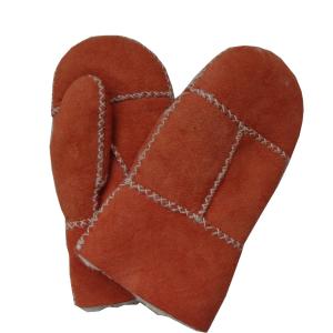 cheap patched sheepskin double face fur kids mitten
