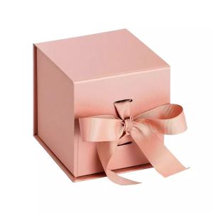 Quality Custom Pink Glitter Package Folding Ring Jewelry Packaging Box With Ribbon Closure for sale
