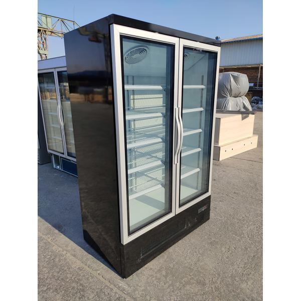 220V Voltage Upright Glass Door Freezer Digital Thermostat Air Cooling R290 Refrigerant