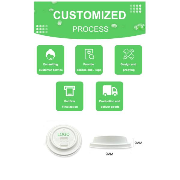 100% Compostable Biodegradable Disposable Sugarcane Bagasse 80mm 90mm Water Strawless Bubble Single Layer Paper Cup Lid