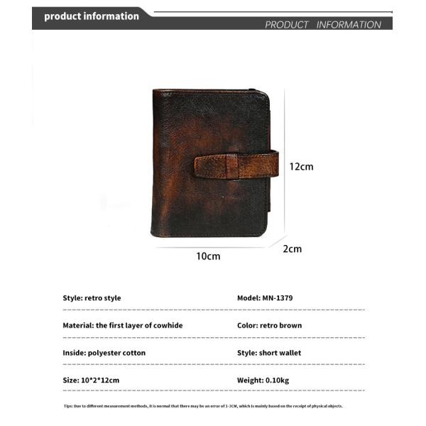 Nylon Lining Material Men's Genuine Leather Wallet For Men Vintage Cowhide Money Clip