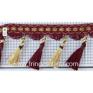 Quality Handmade fashionable chain beads lace tassels fringes for curtain/sofa/pillow decoration for sale