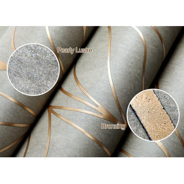 Good Lightfastness Modern Removable Wallpaper Gray Gold with Natural Plant Fibers Material